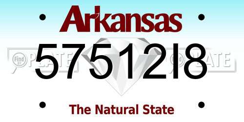 57512I8 Arkansas License Plate