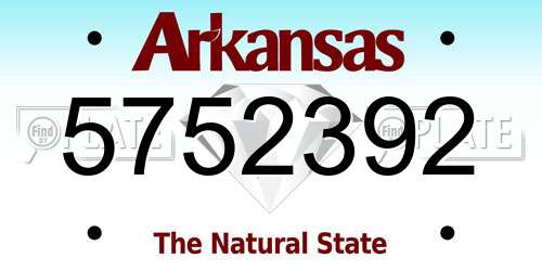 5752392 Arkansas License Plate