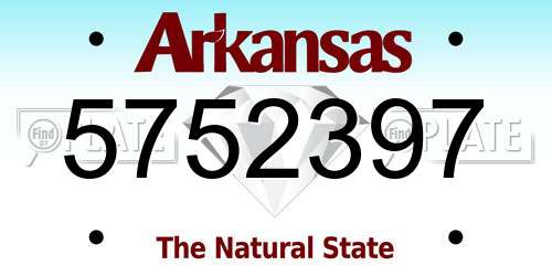 5752397 Arkansas License Plate
