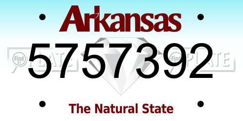 5757392 Arkansas License Plate