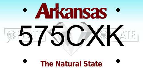 575CXK Arkansas License Plate