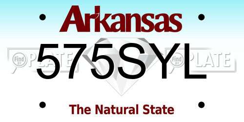 575SYL Arkansas License Plate