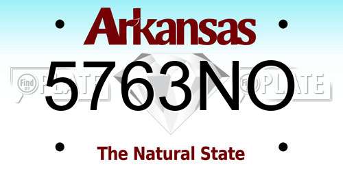 5763NO Arkansas License Plate