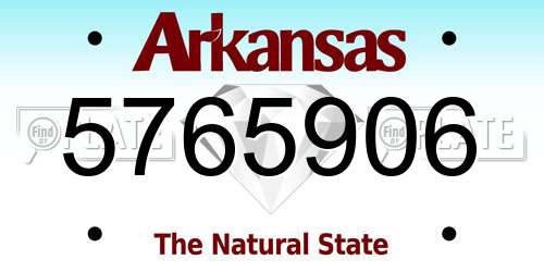 5765906 Arkansas License Plate