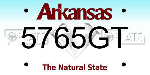 5765GT Arkansas License Plate