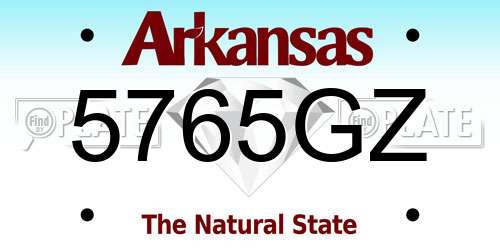 5765GZ Arkansas License Plate