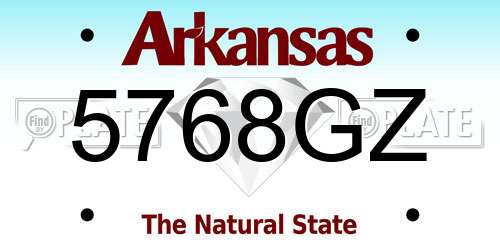 5768GZ Arkansas License Plate