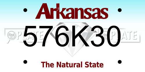 576K30 Arkansas License Plate