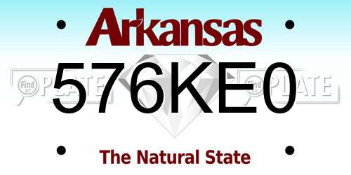 576KE0 Arkansas License Plate