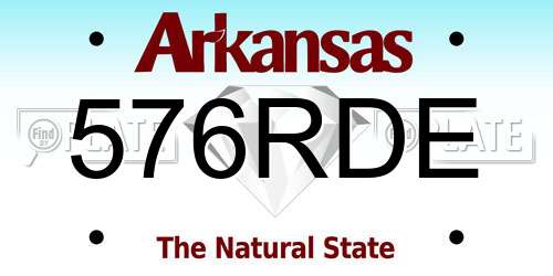 576RDE Arkansas License Plate