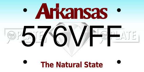 576VFF Arkansas License Plate