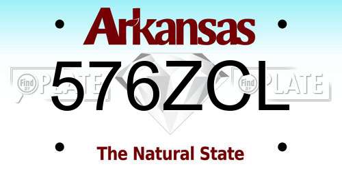 576ZCL Arkansas License Plate