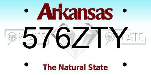 576ZTY Arkansas License Plate