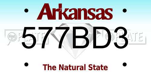 577BD3 Arkansas License Plate