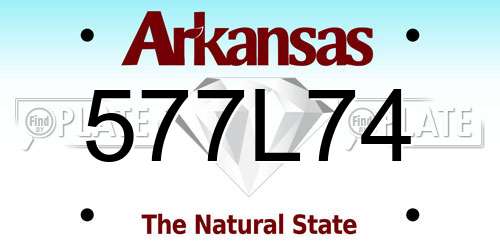 577L74 Arkansas License Plate