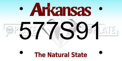 577S91 Arkansas License Plate
