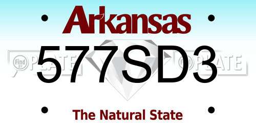 577SD3 Arkansas License Plate