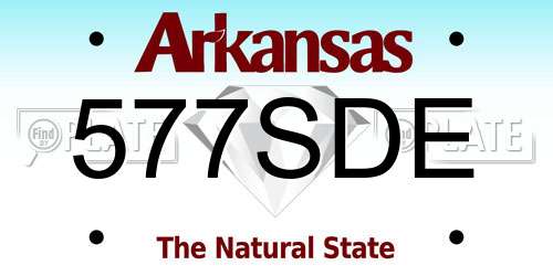 577SDE Arkansas License Plate