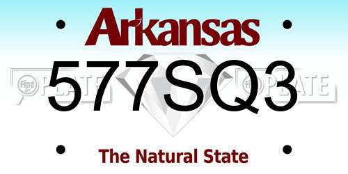 577SQ3 Arkansas License Plate