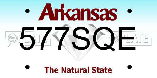 577SQE Arkansas License Plate