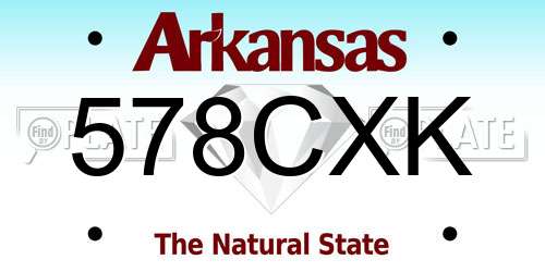 578CXK Arkansas License Plate