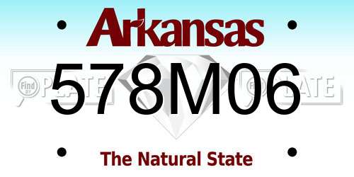 578M06 Arkansas License Plate