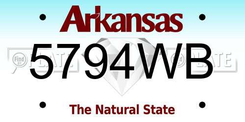 5794WB Arkansas License Plate