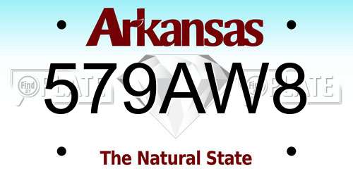 579AW8 Arkansas License Plate
