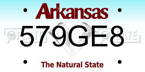 579GE8 Arkansas License Plate