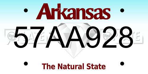 57AA928 Arkansas License Plate