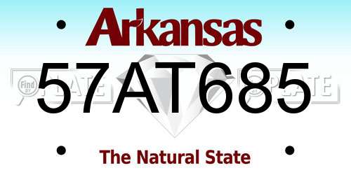 57AT685 Arkansas License Plate