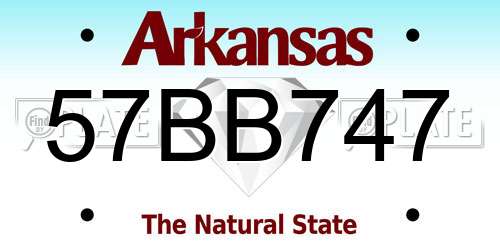 57BB747 Arkansas License Plate