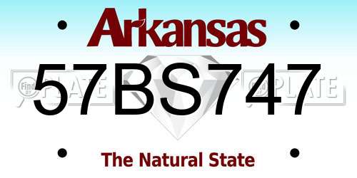 57BS747 Arkansas License Plate