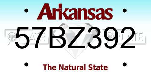 57BZ392 Arkansas License Plate