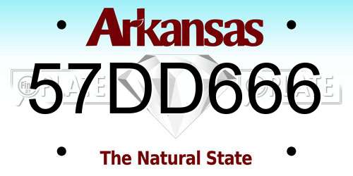 57DD666 Arkansas License Plate