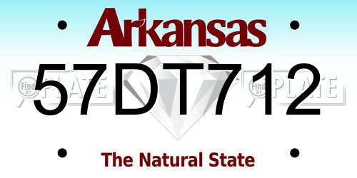 57DT712 Arkansas License Plate