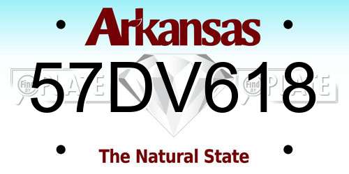 57DV618 Arkansas License Plate