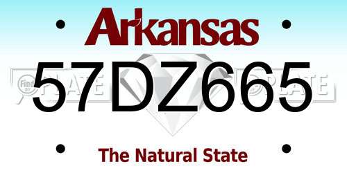 57DZ665 Arkansas License Plate