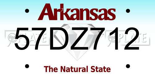 57DZ712 Arkansas License Plate