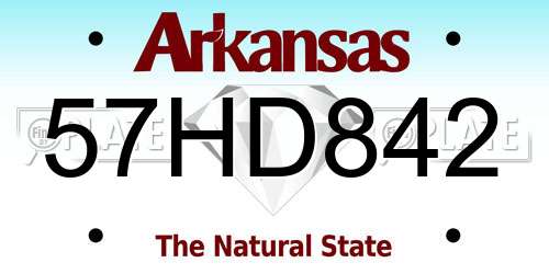 57HD842 Arkansas License Plate