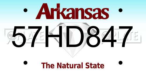 57HD847 Arkansas License Plate