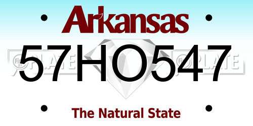57HO547 Arkansas License Plate