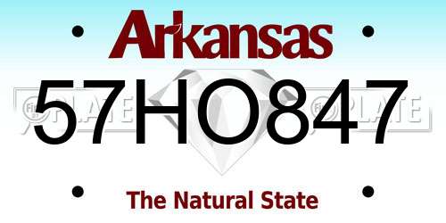 57HO847 Arkansas License Plate