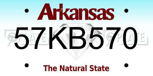 57KB570 Arkansas License Plate