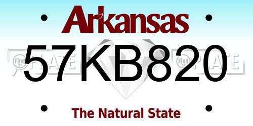57KB820 Arkansas License Plate