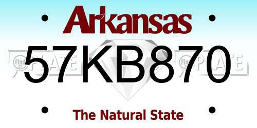 57KB870 Arkansas License Plate