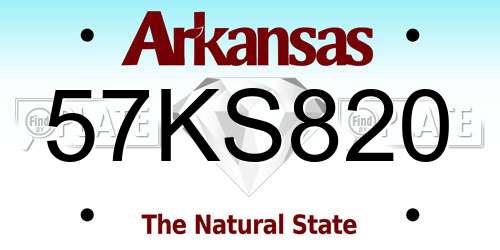 57KS820 Arkansas License Plate