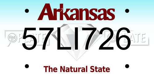 57LI726 Arkansas License Plate