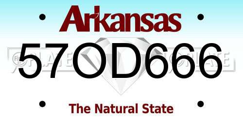 57OD666 Arkansas License Plate