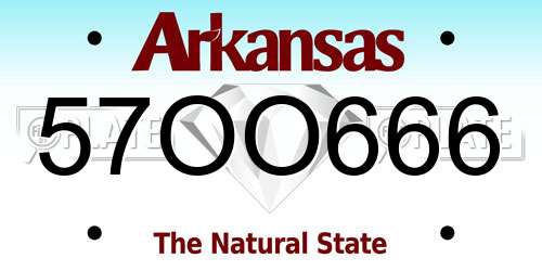57OO666 Arkansas License Plate